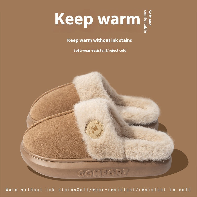 New Plush Slippers For Women Men Winter Warm Home Slipper Indoor Thick-soled Fleece Shoes