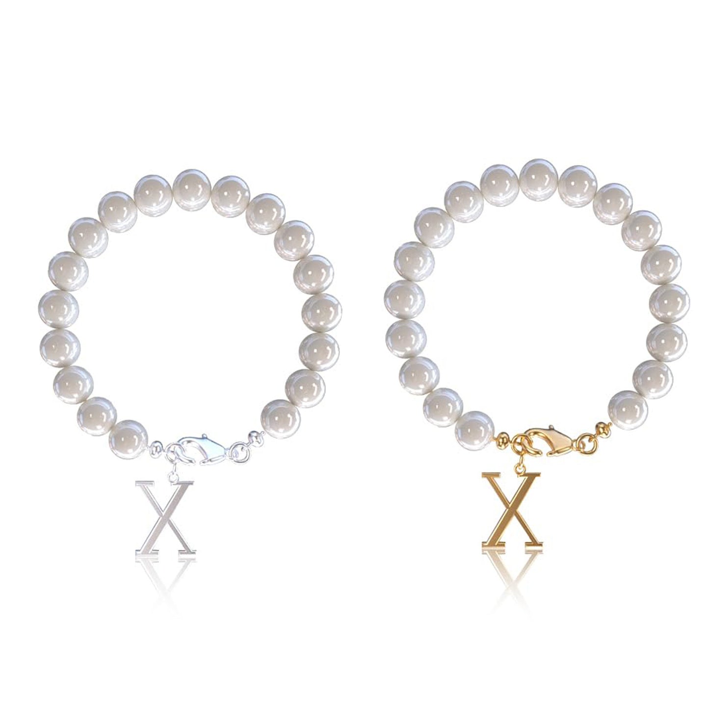 Letter Bracelet Suit Stainless Steel Stringed Pearls