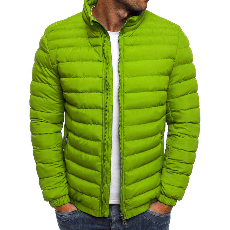 Men Jacket Zipper Solid Colour Long Sleeves Pockets Cold proof Autumn Thicken Cotton Padded Overcoat For Outdoor