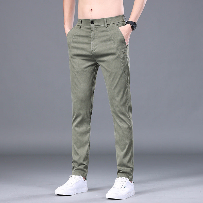 Men's Tencel Straight Trousers Slim Fit Skinny Pants