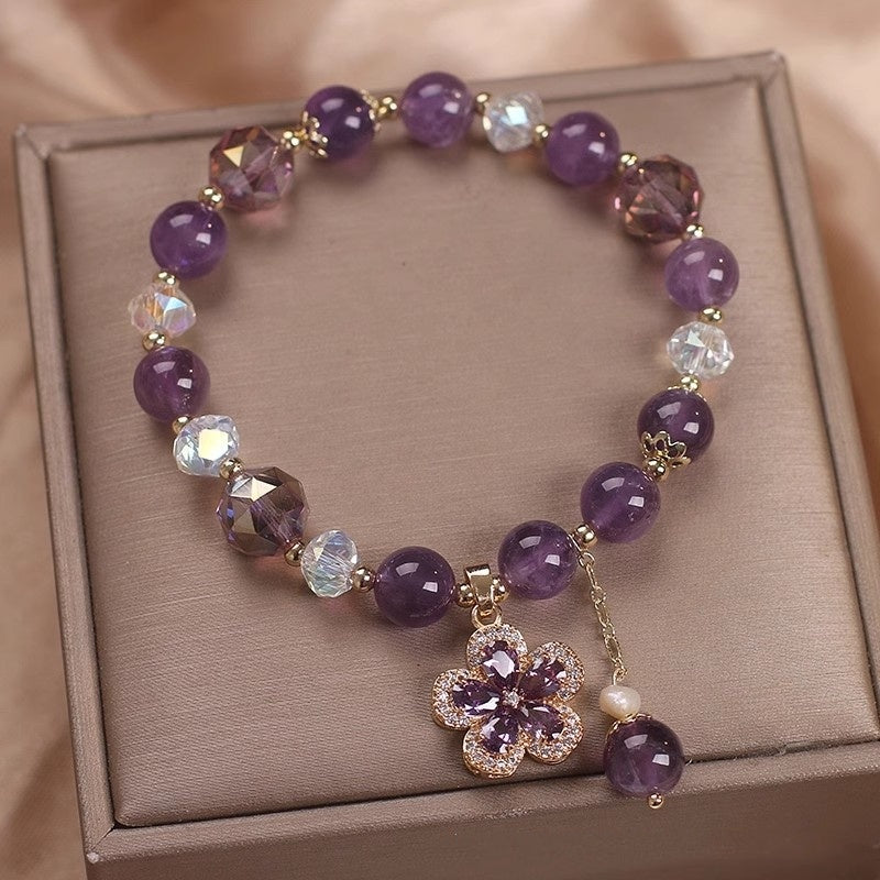 Natural Elegant Amethyst Bracelet For Women Mild Luxury Retro