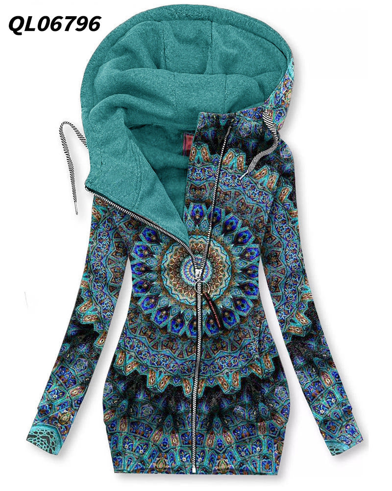 Women's Long-sleeved Zip Hoodie