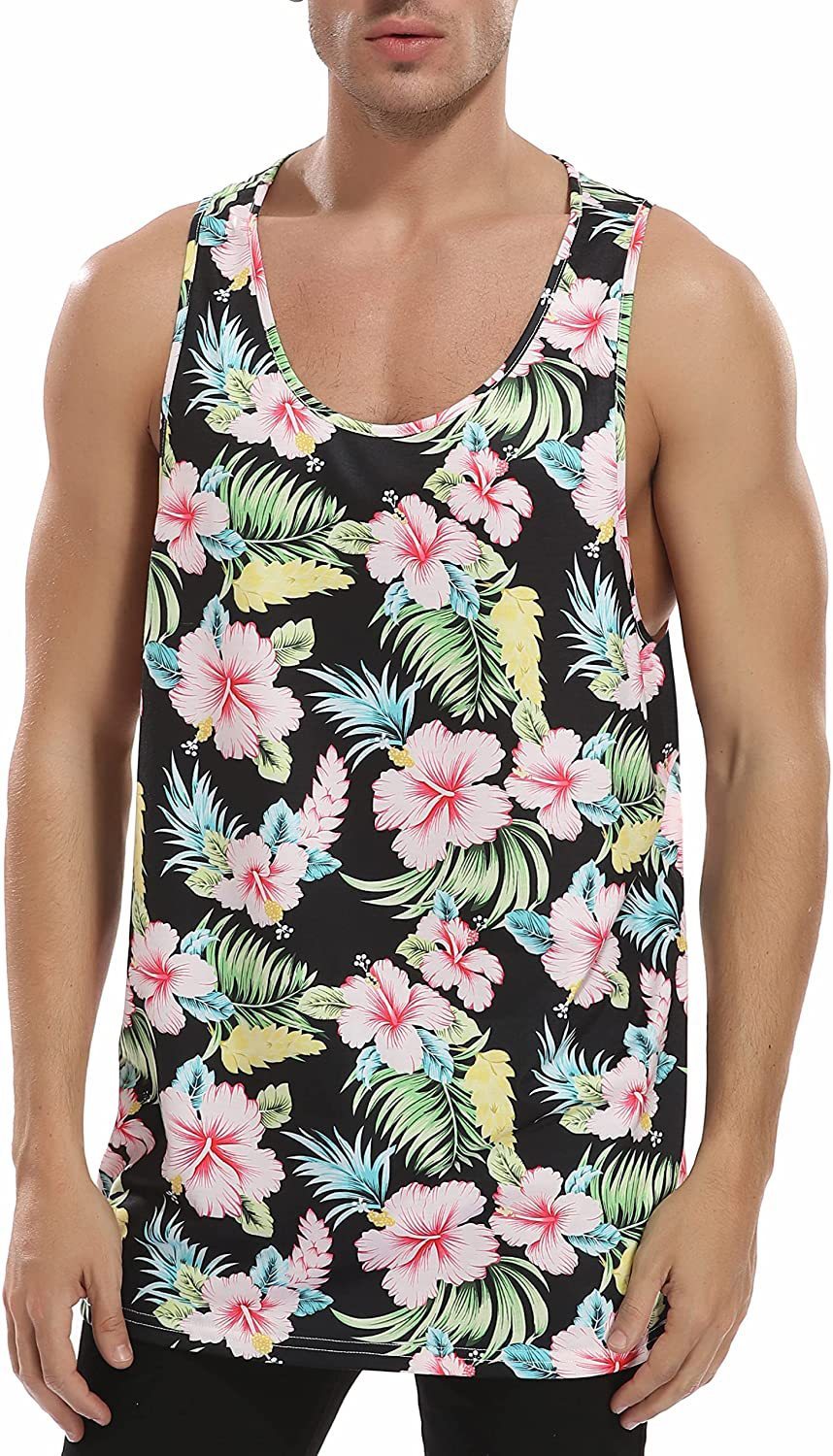 Printed Hawaiian Style Vacation Leisure Summer Slim Fit Breathable Sleeveless Vest