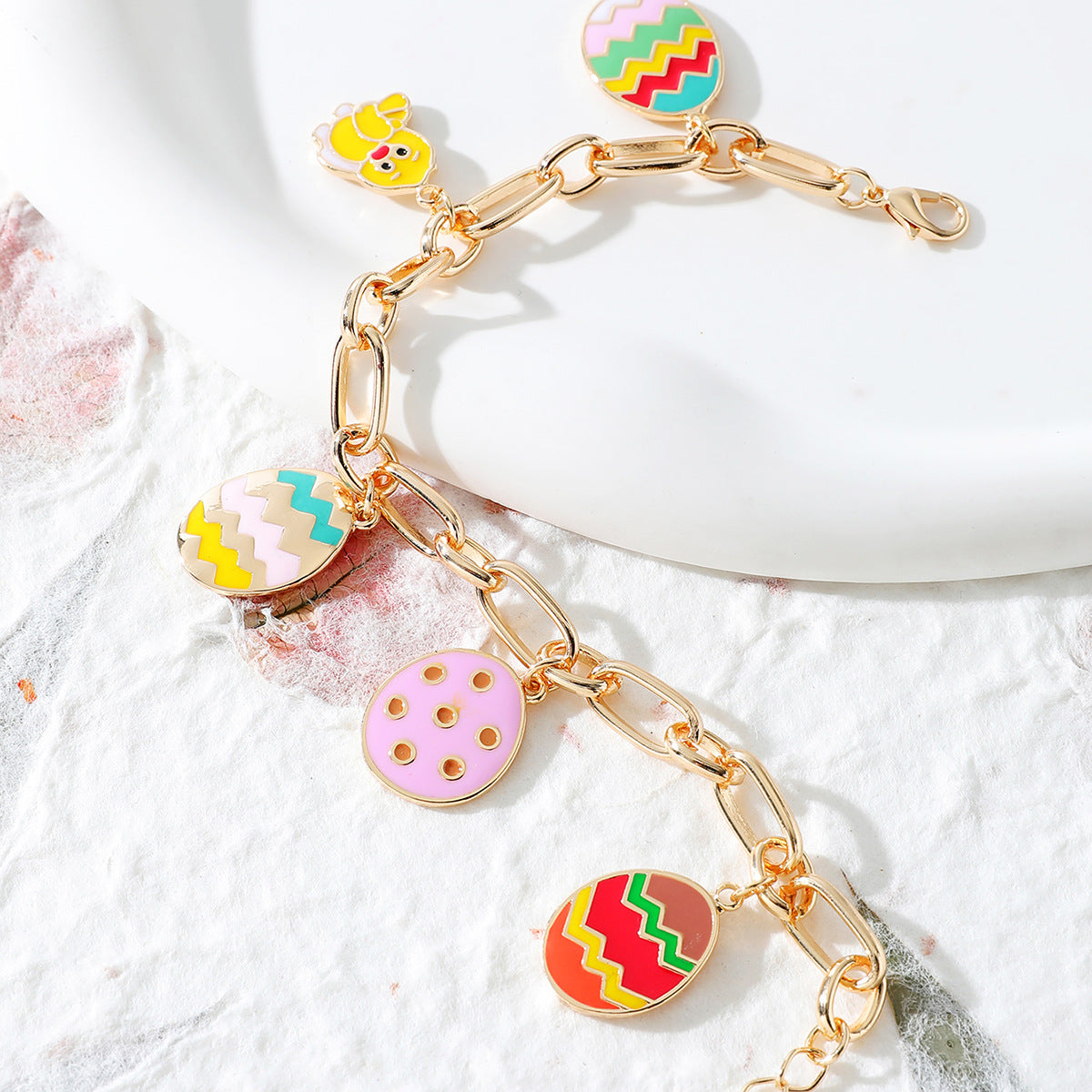 Oil Dripping Egg Chicken Easter Ornament Bracelet