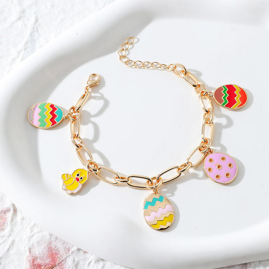 Oil Dripping Egg Chicken Easter Ornament Bracelet