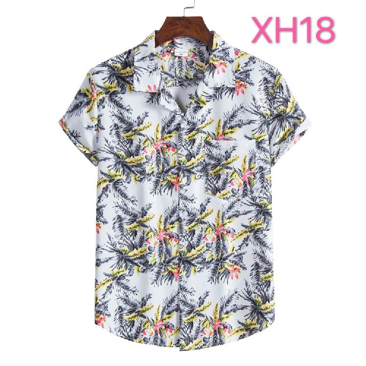 Casual Men's Clothing Shirt Hawaiian Beach Style Suit Collar Short Sleeve