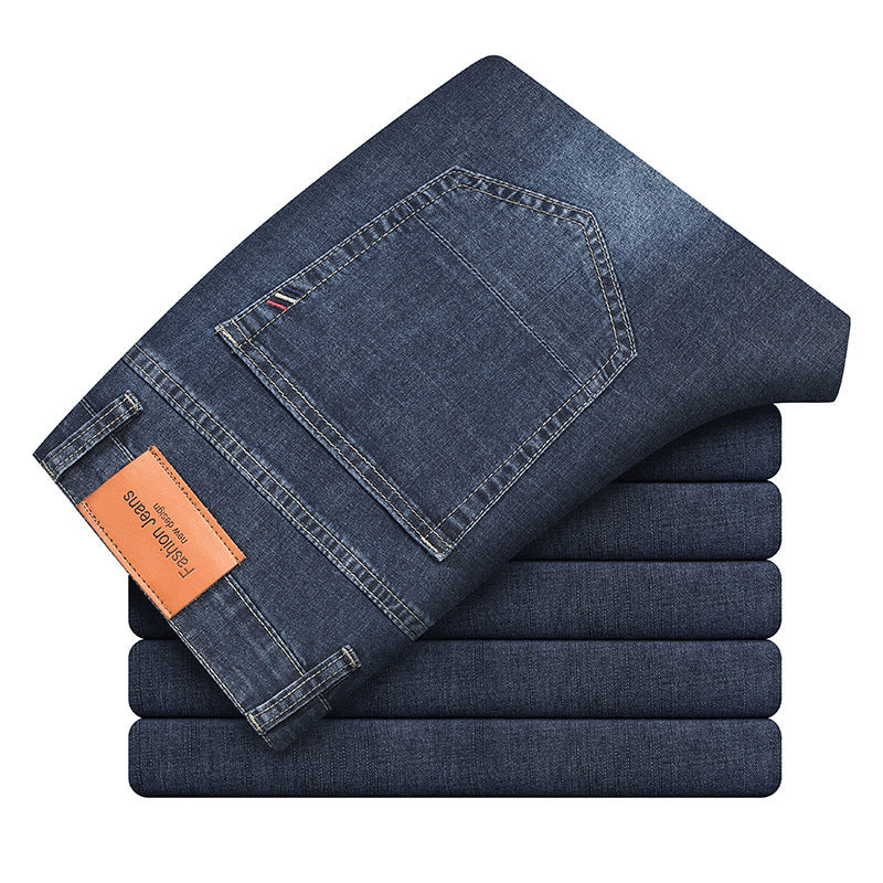 Straight Slim Casual Jeans Men's