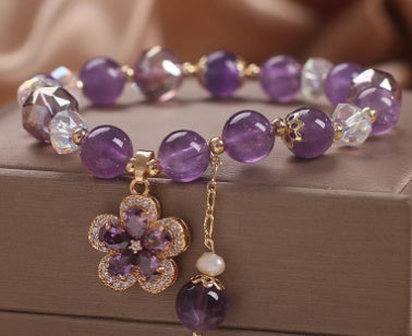 Natural Elegant Amethyst Bracelet For Women Mild Luxury Retro