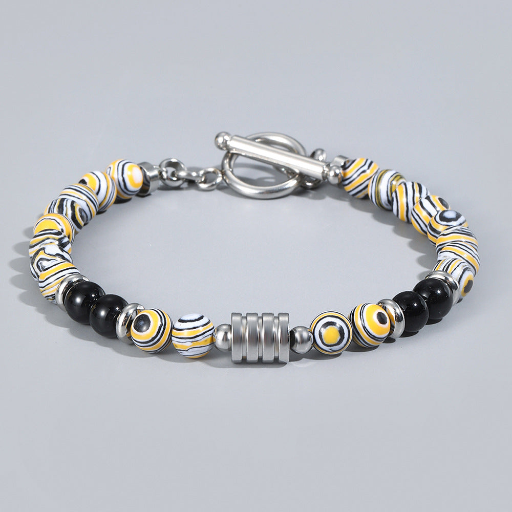 Stainless Steel OT Buckle Tiger-Eye Bracelet Men