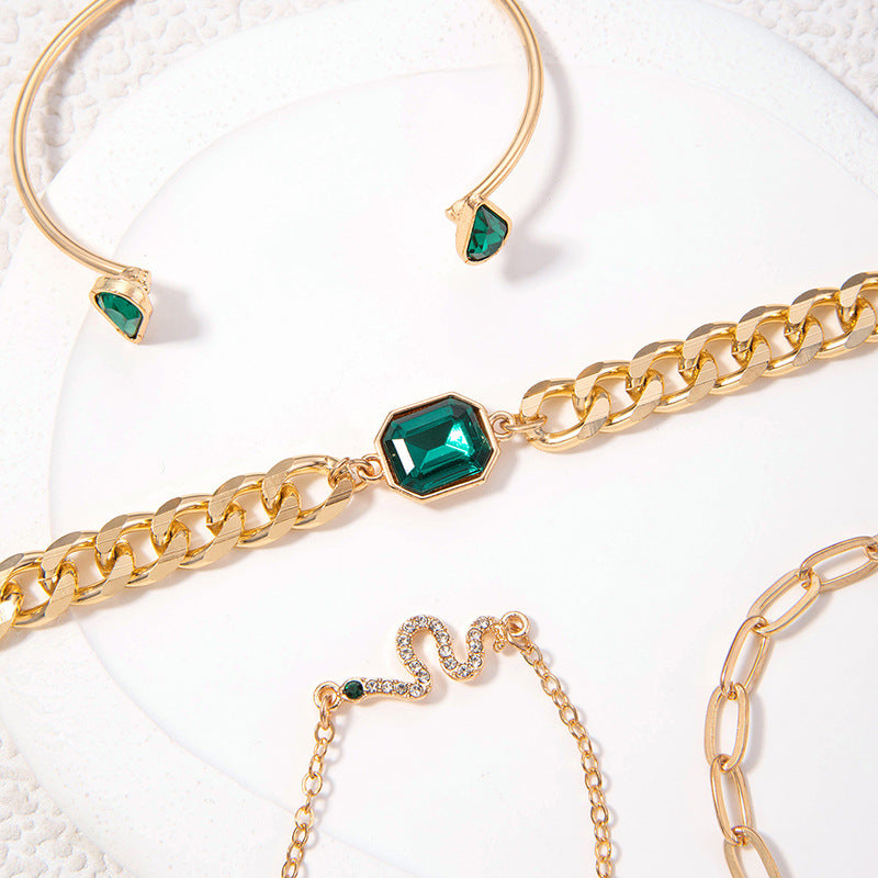 Green Diamond Bracelet Suit Multi-layer Bracelet