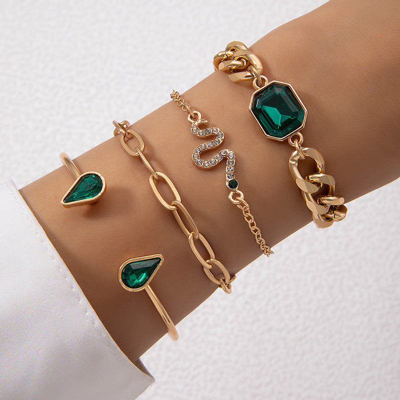 Green Diamond Bracelet Suit Multi-layer Bracelet