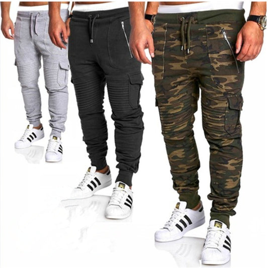 Sports Pants Striped Pleated Casual Men